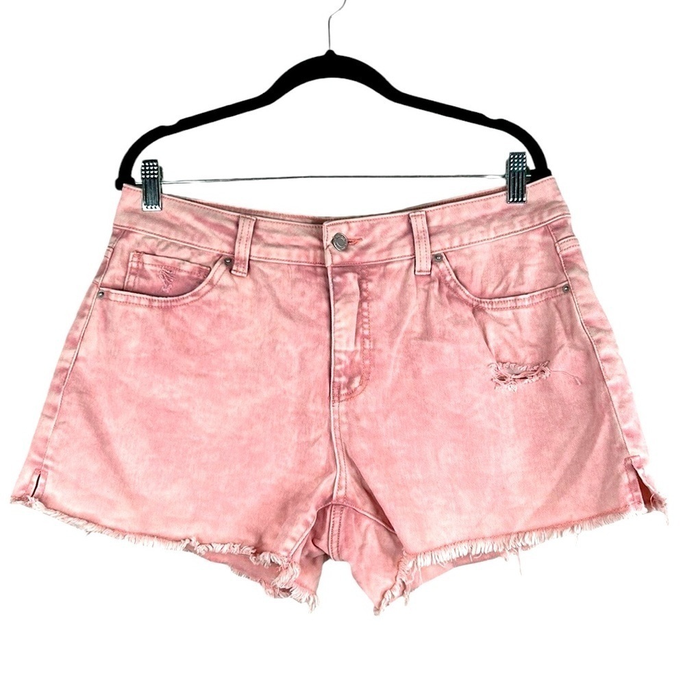 Time and Tru High Rise Pink Acid Wash Distressed Cut Offβ Jean Shorts Size 10